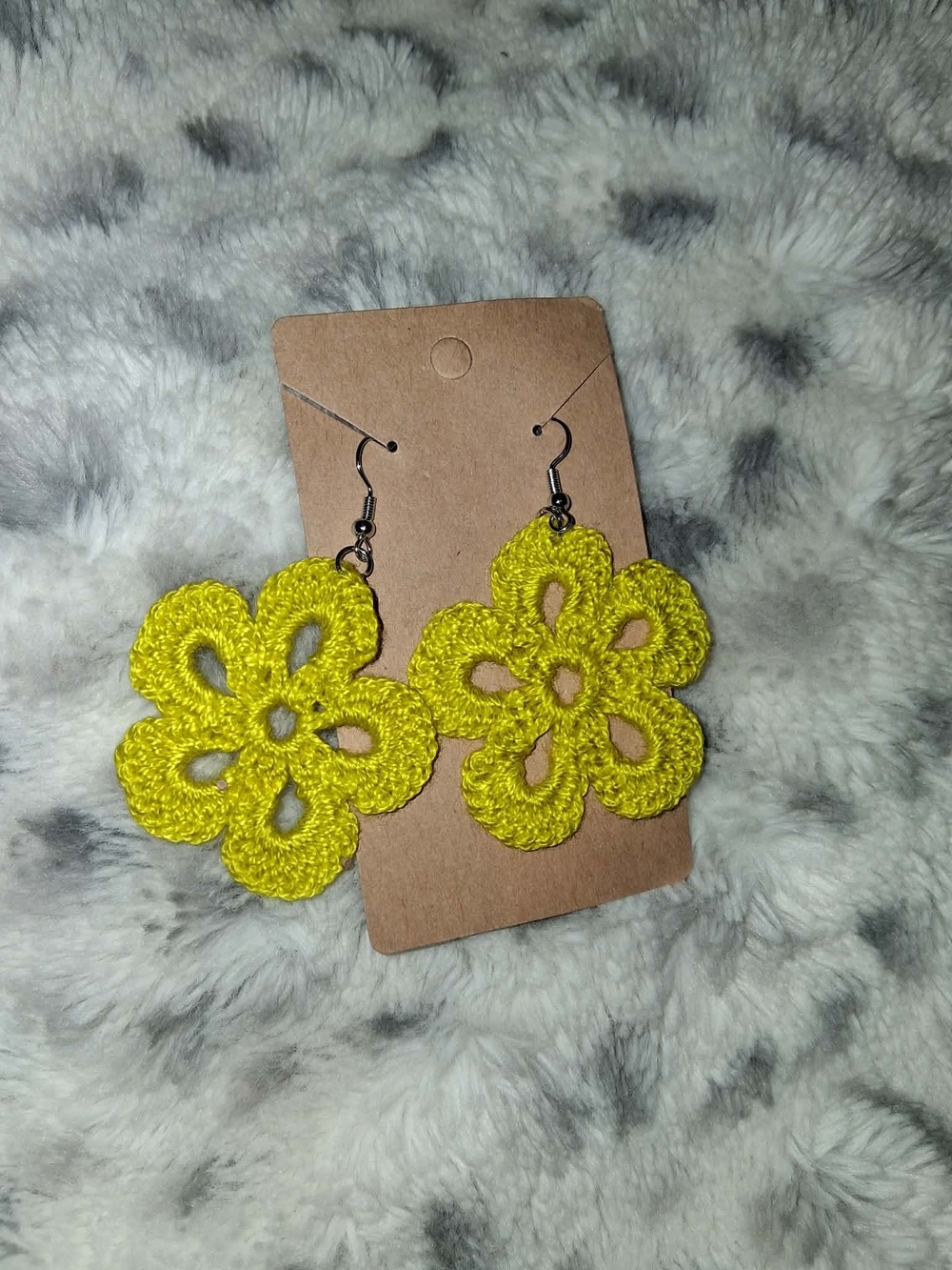 Handmade Yellow Crochet Flower Earrings - Women Jewelry